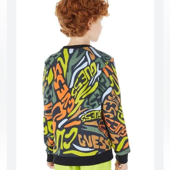 Guess Multicolor Graffiti Crew Neck Terry Sweatshirt sweater size 10 - Picture 6 of 11